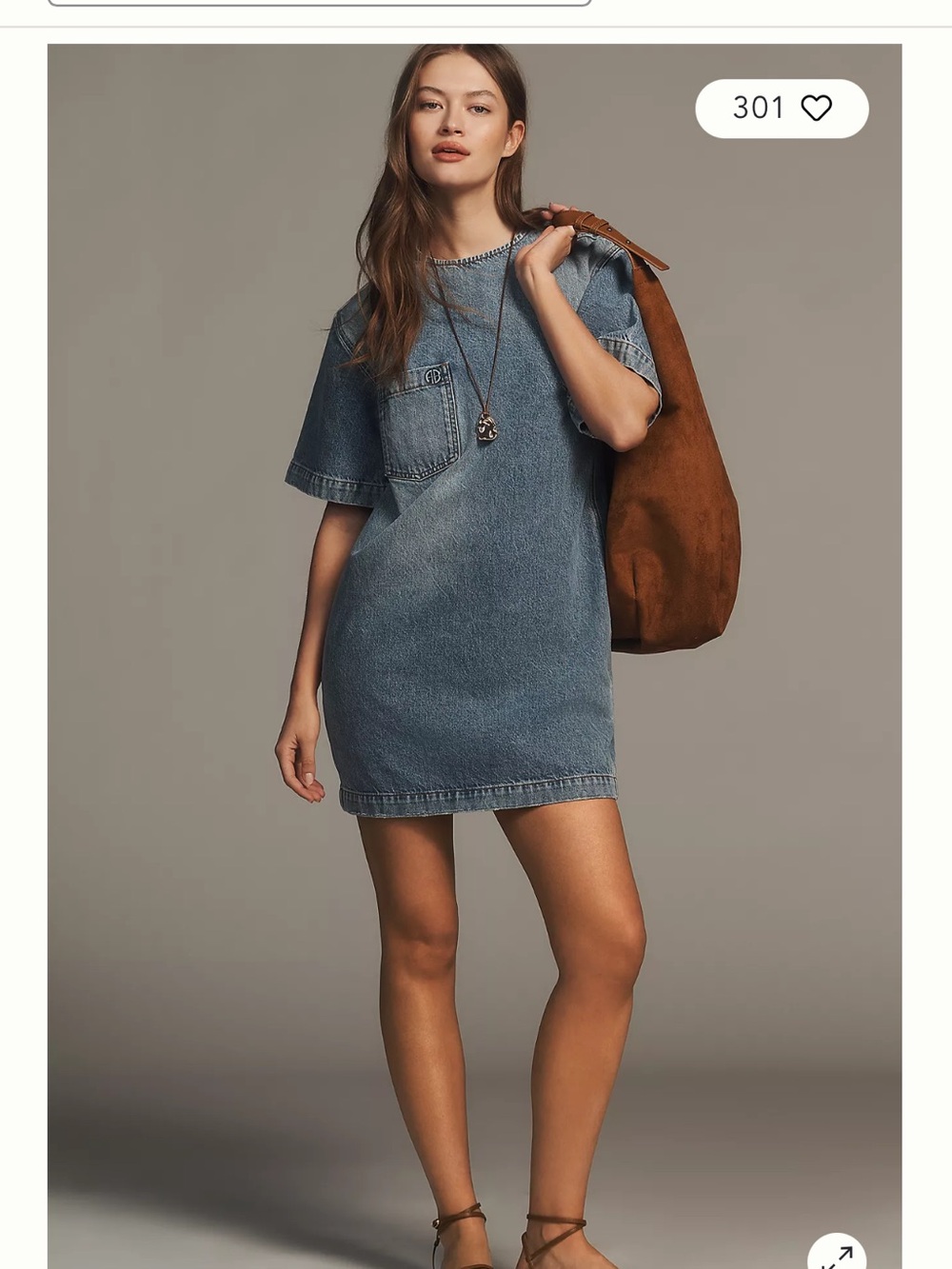 Anine Bing Tulah Short-Sleeve Denim Dress, Sz small